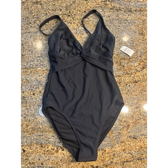 Old Navy Other - NWT Old Navy Twist-Front One-Piece Swimsuit Women Ebony Black Small Slimming Fit
